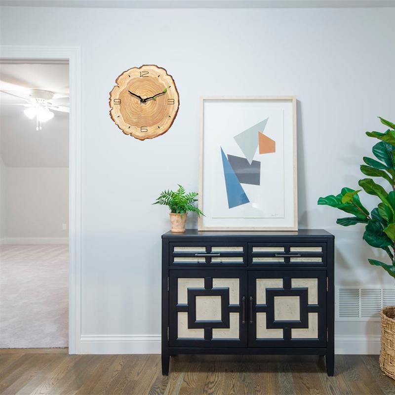 Wooden Annual Rings Wall Clock with Silent Mechanism