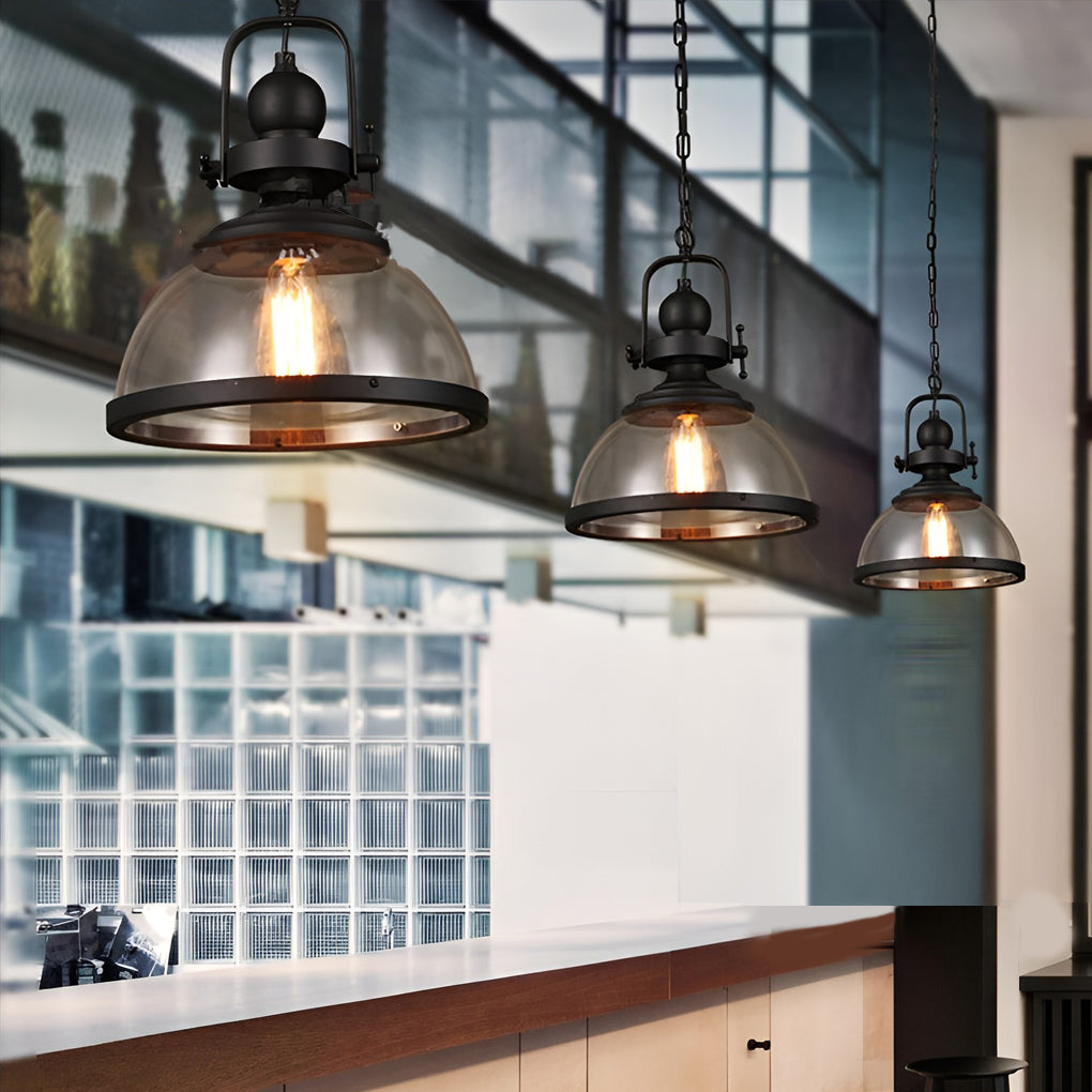Antique Glass Industrial Chandelier Pendant Light