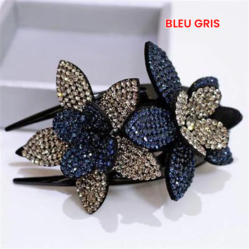 Double Flower Rhinestone Hairpin for Elegant Hairstyles