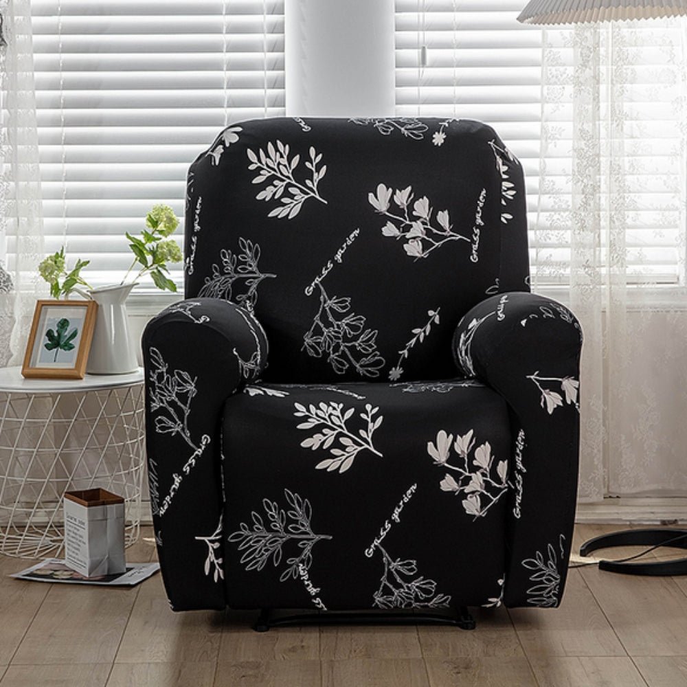 Floral Stretch Recliner Sofa Cover with Side Pockets