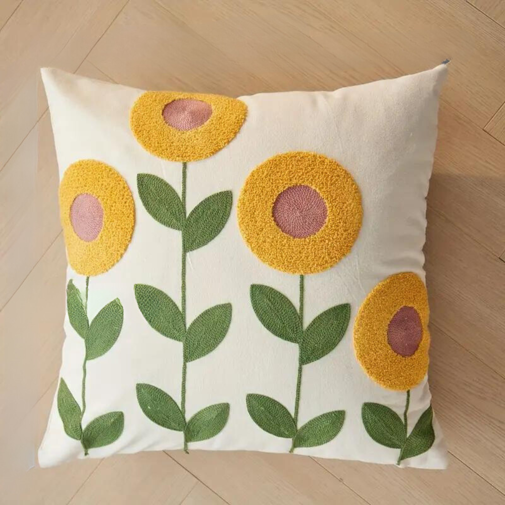 Plant Flower Patterned Microfiber Cotton Cushion Cover