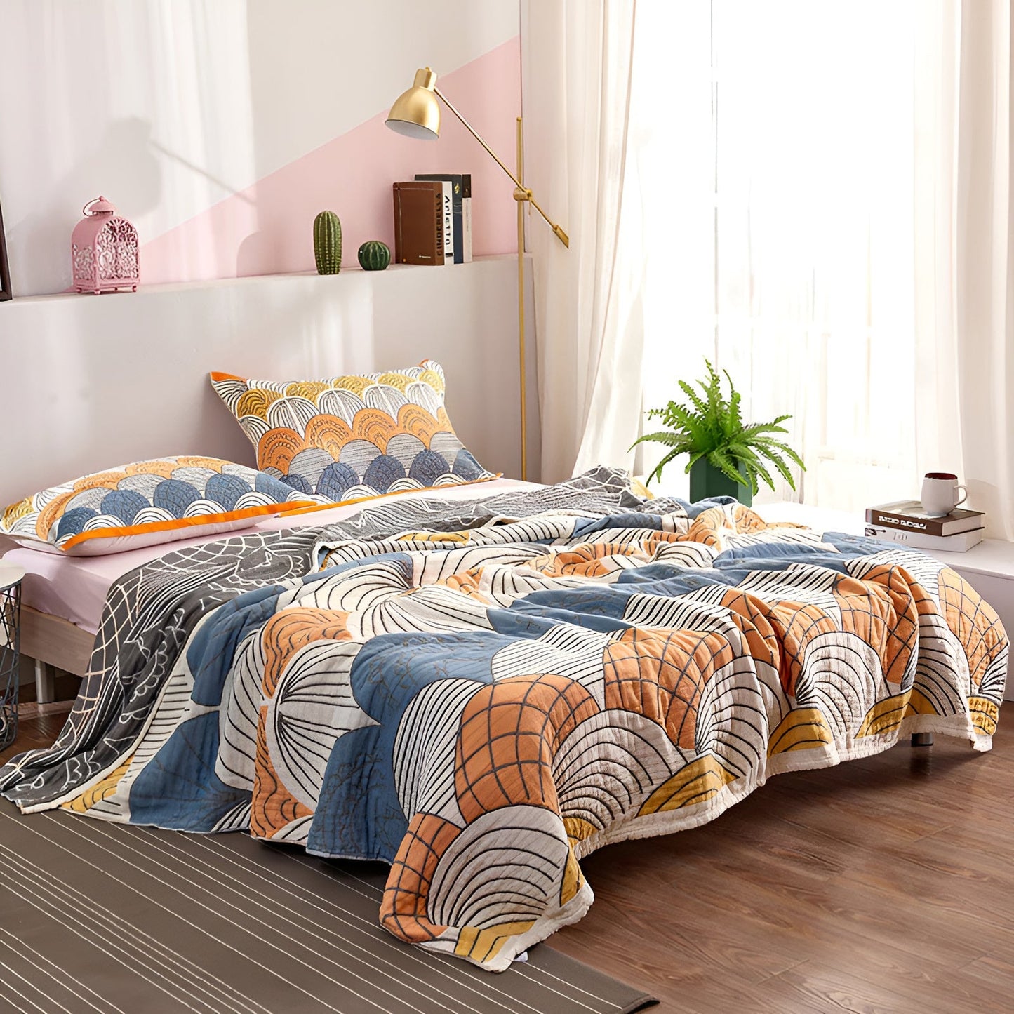 Scallop Print 100% Cotton Blanket