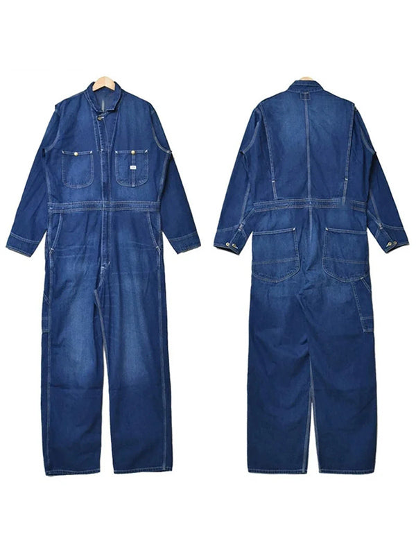 Relaxed Fit 100% Cotton Denim Coveralls with Zip Closure