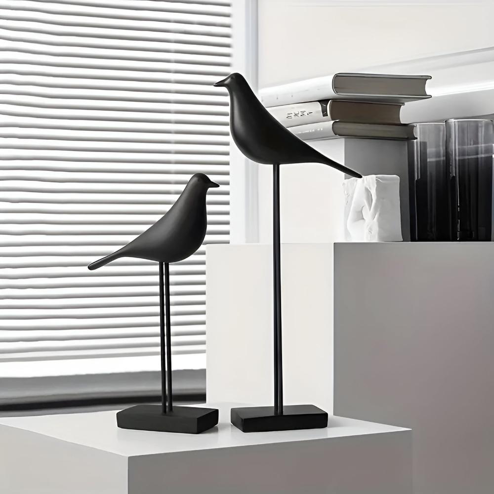 Chic Black and White Minimalist Bird Figurines