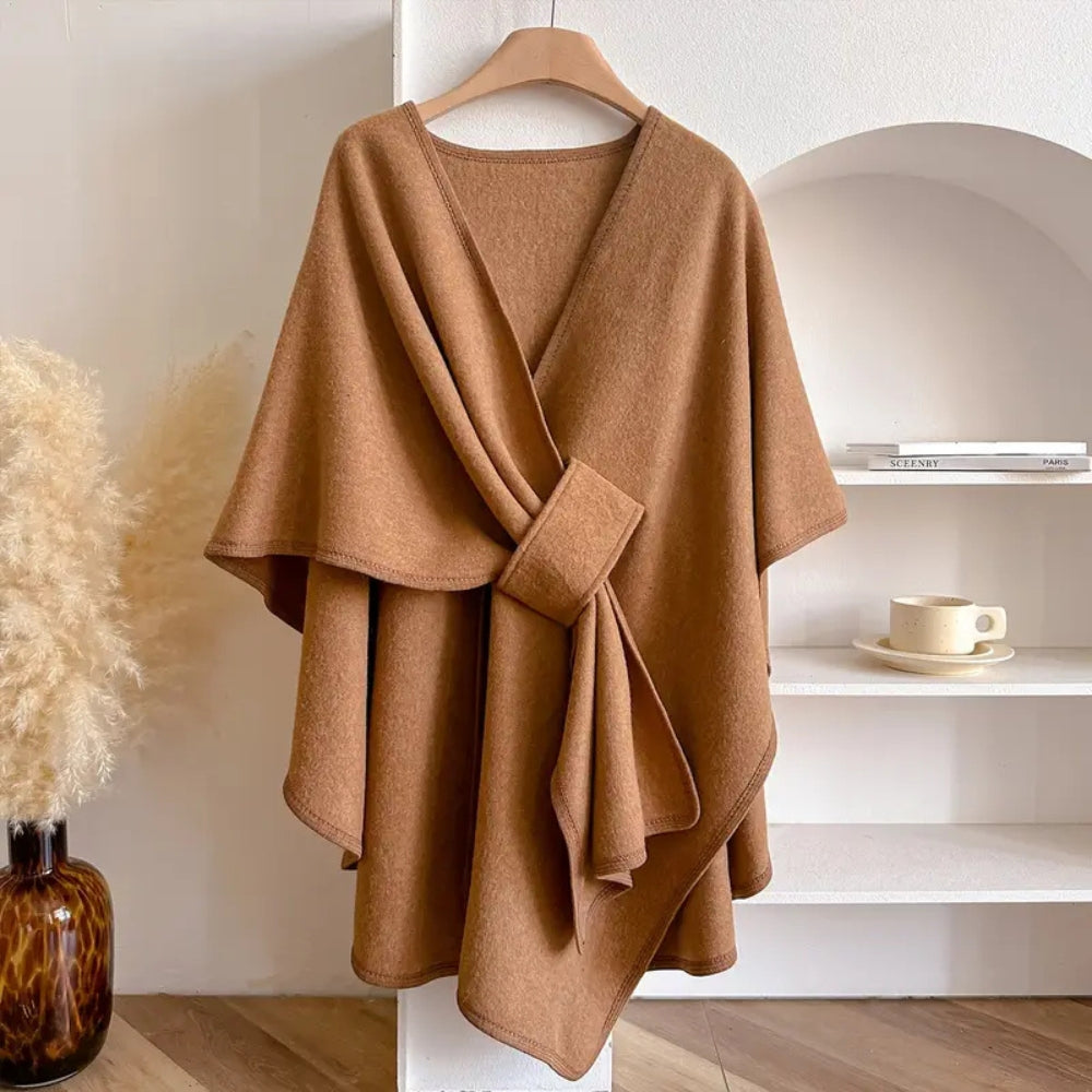 Windproof Women's Shawl Coat - Luxurious Acrylic Poncho