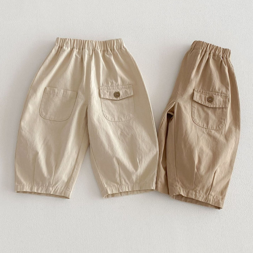 Comfortable Cotton Blend Cargo Pants for Toddlers and Kids with Pockets