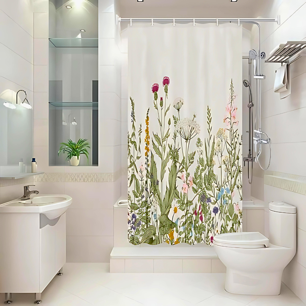 Waterproof Nature-Inspired Bird & Tree Shower Curtain