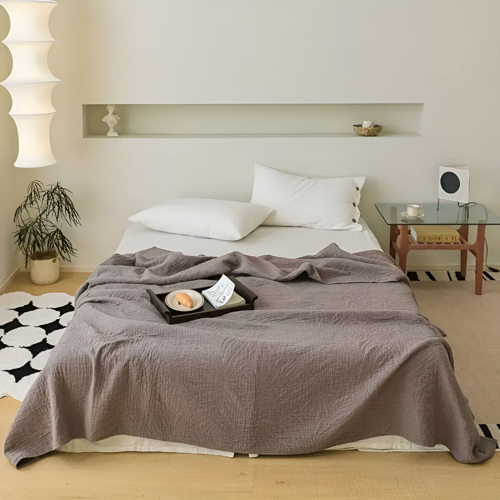 Premium Cotton Leaf Pattern Throw Blanket