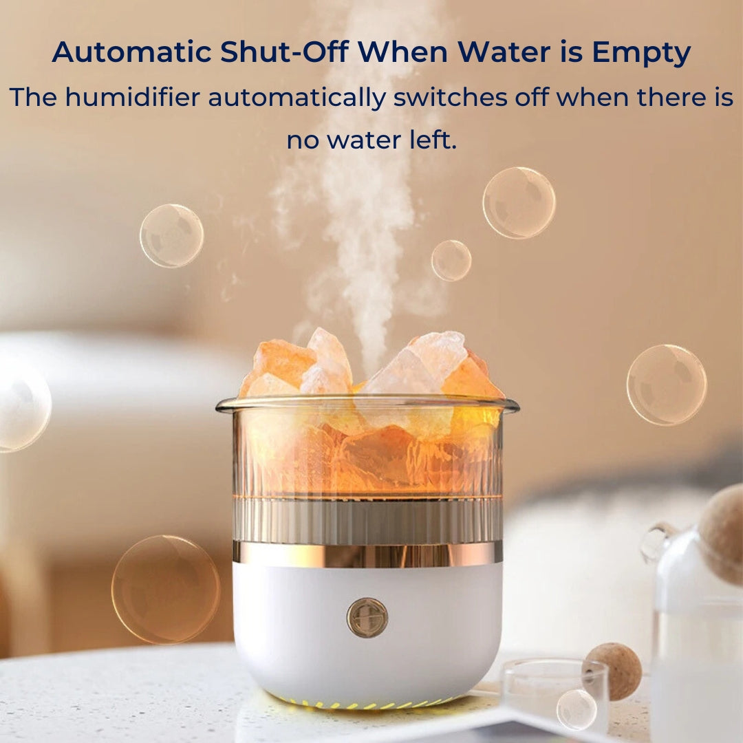 Crystal Salt Humidifier USB Aroma Diffuser with Night Light and Air Purifier