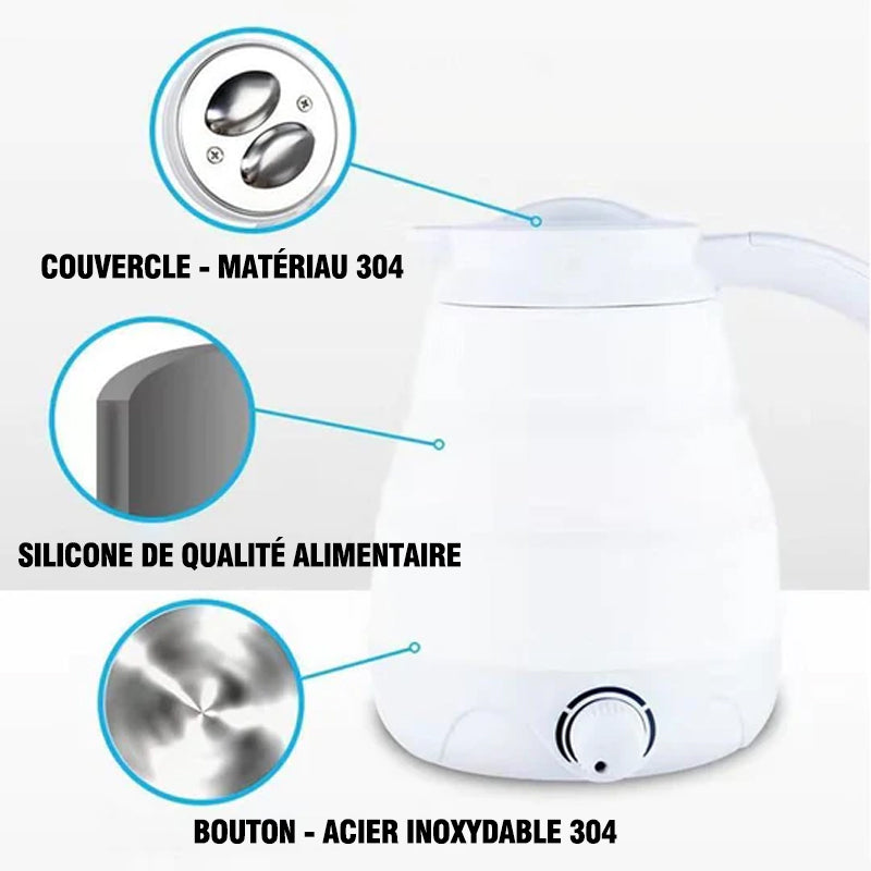 Portable Foldable Silicone Travel Kettle with Universal Plug