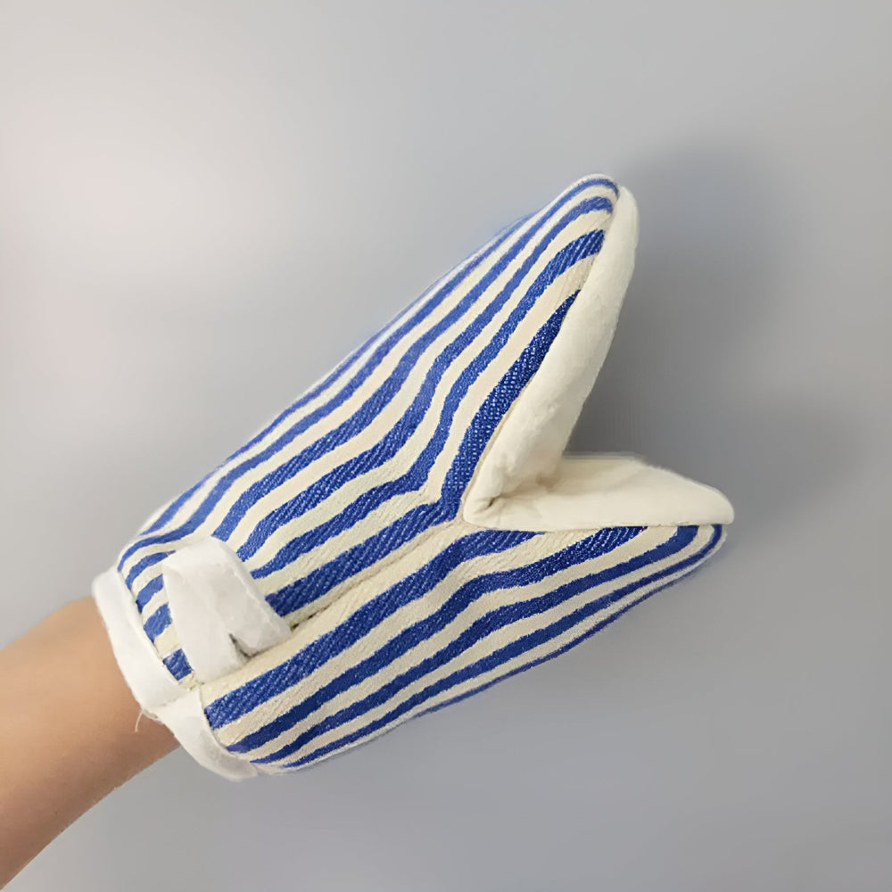 Striped Heat-Resistant Kitchen Mitts with Microfiber Cover