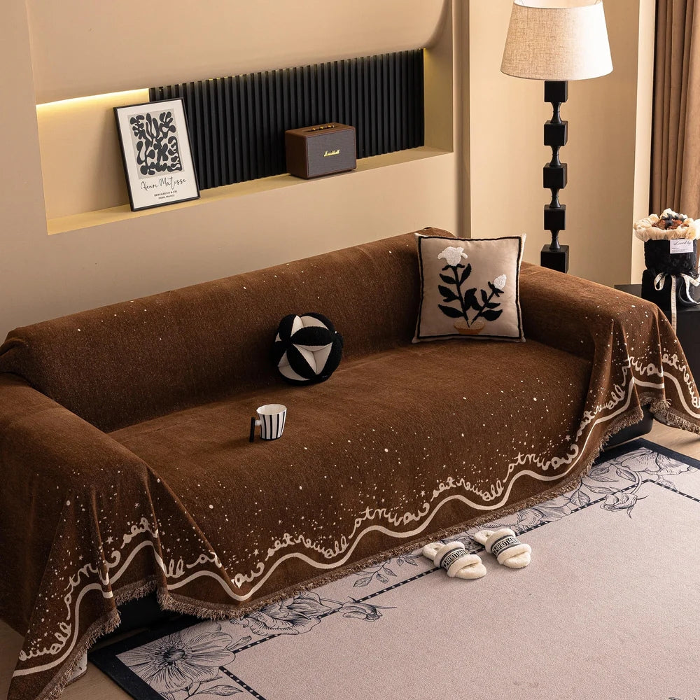 Cursive Glitter Chenille Sofa Cover