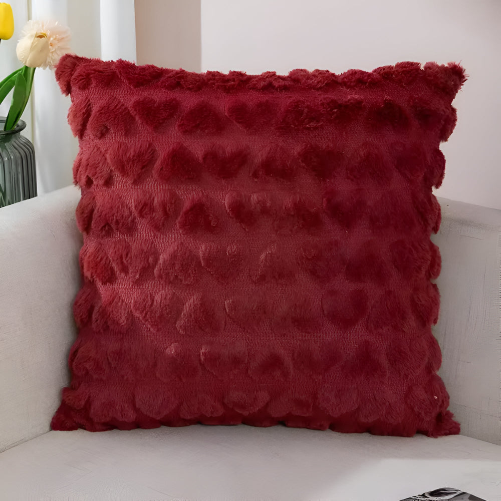 Plush Heart-Shaped Cushion Cover