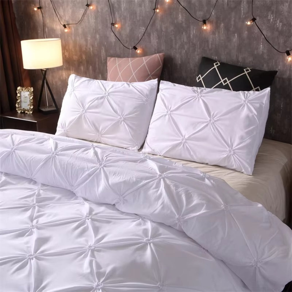 Airweave Pintuck Duvet Cover Set with Pillowcases - 3 Piece Microfiber Bedding