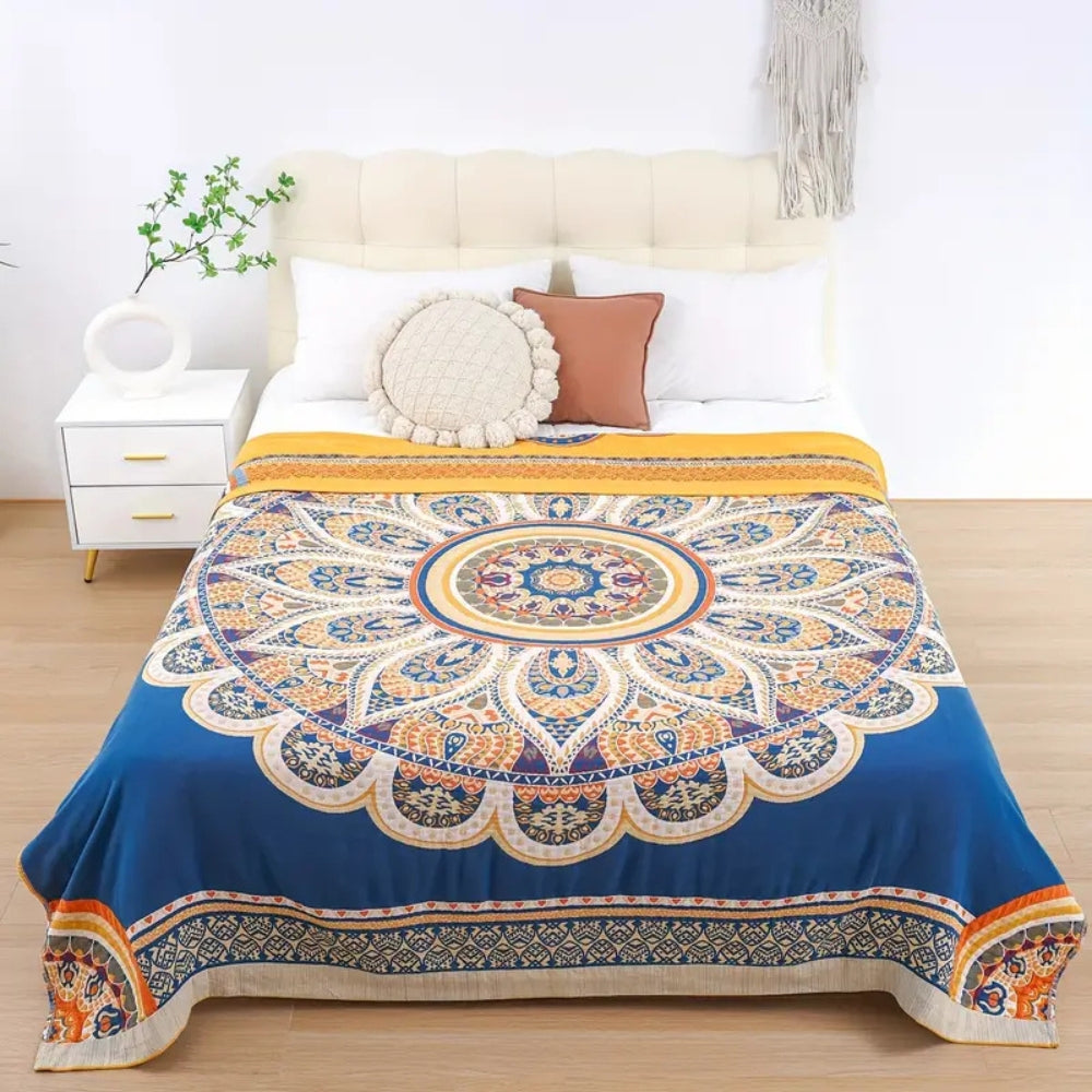 Reversible Bohemian Lotus Cotton Blanket