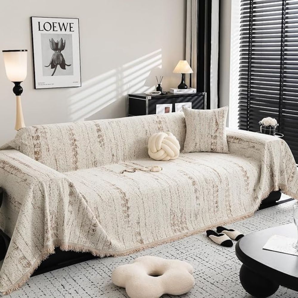 Almond Crest Chenille Sofa Cover