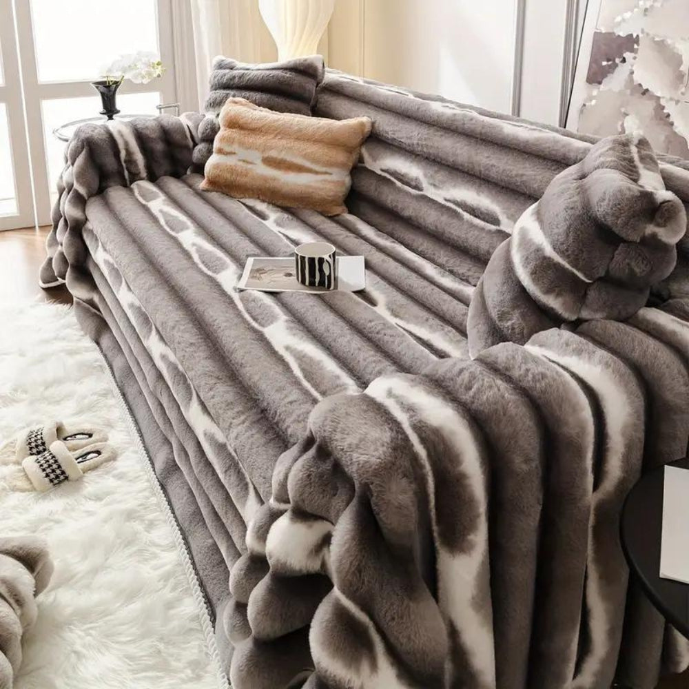 Plush Velvet Faux Fur Sofa Cover