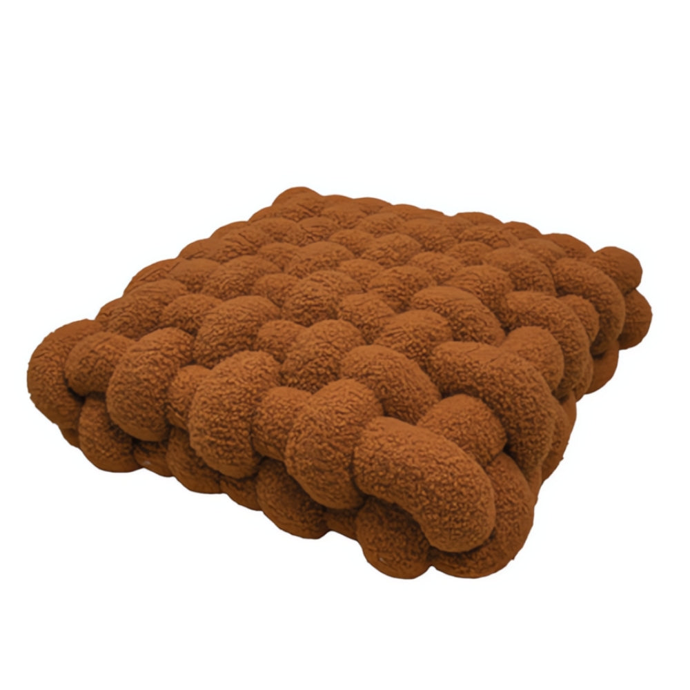 Plush Woven Knot Boucle Cushion in Soft Lamb Velvet