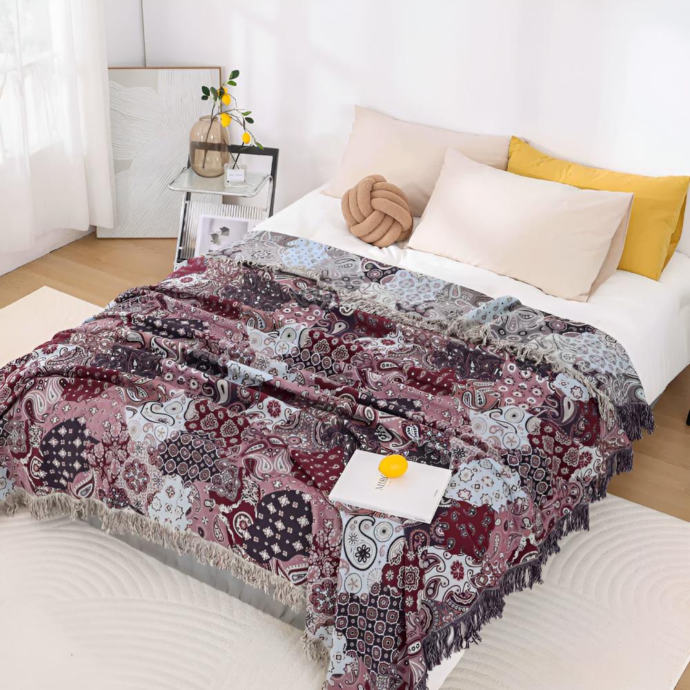 Reversible Bohemian Paisley Cotton Blanket