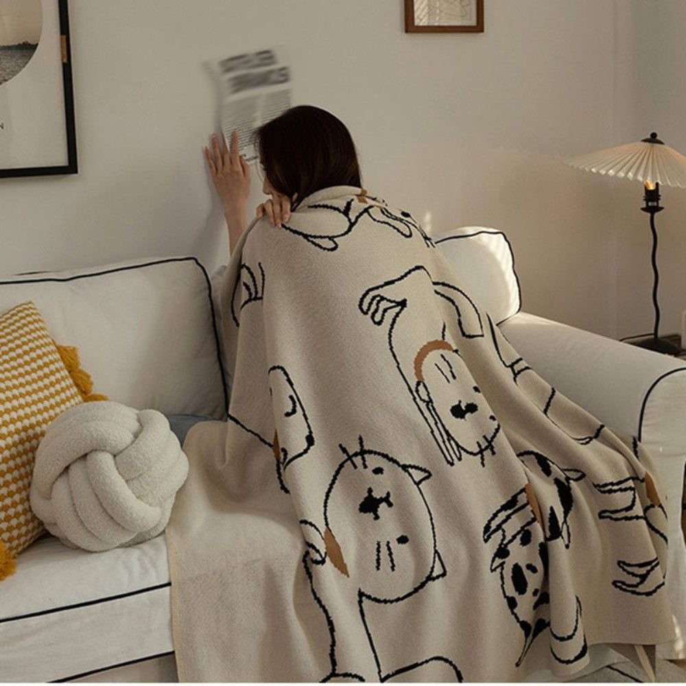 Cotton Cat Pattern Nap Blanket