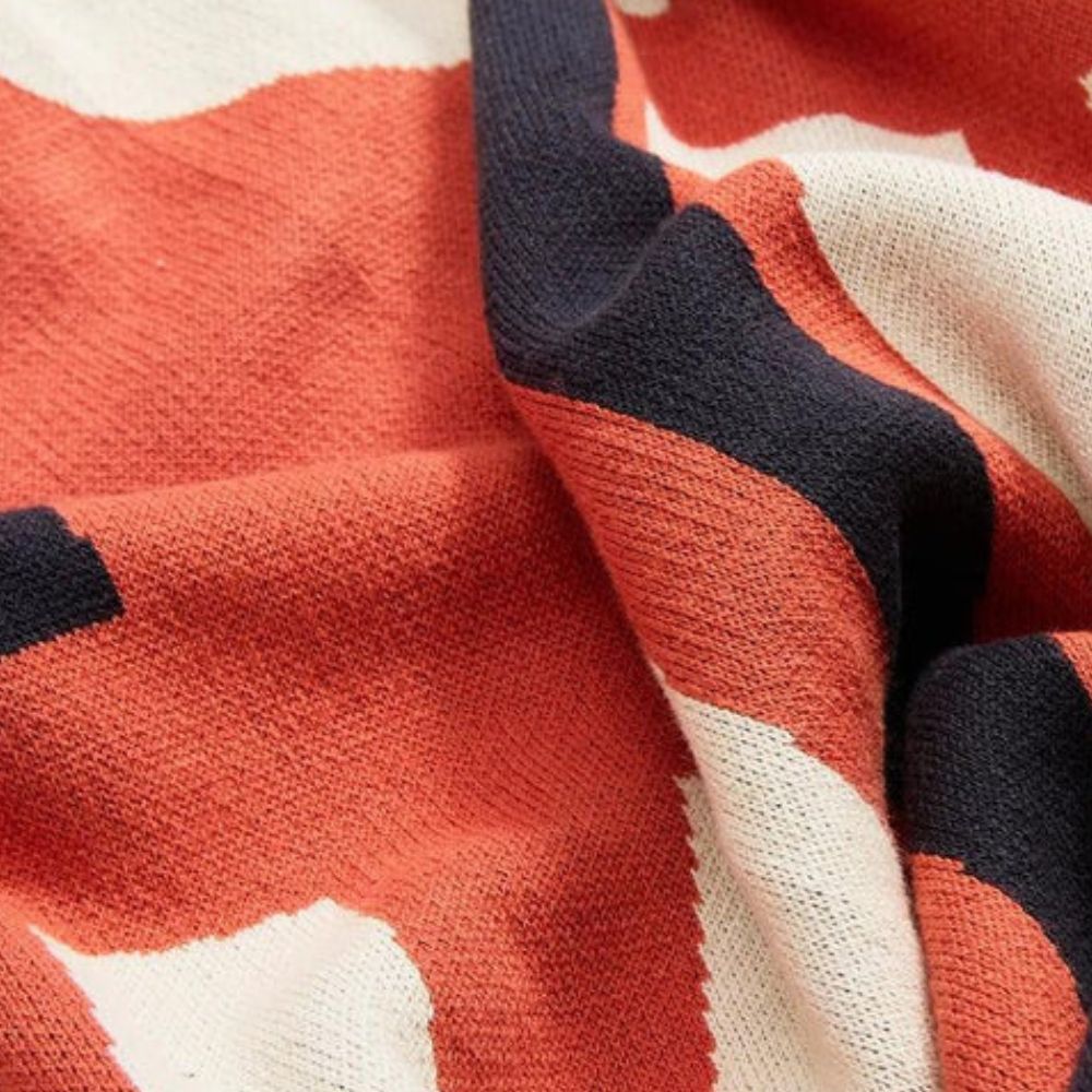 Spring Tulip Floral Cotton Knitted Throw Blanket