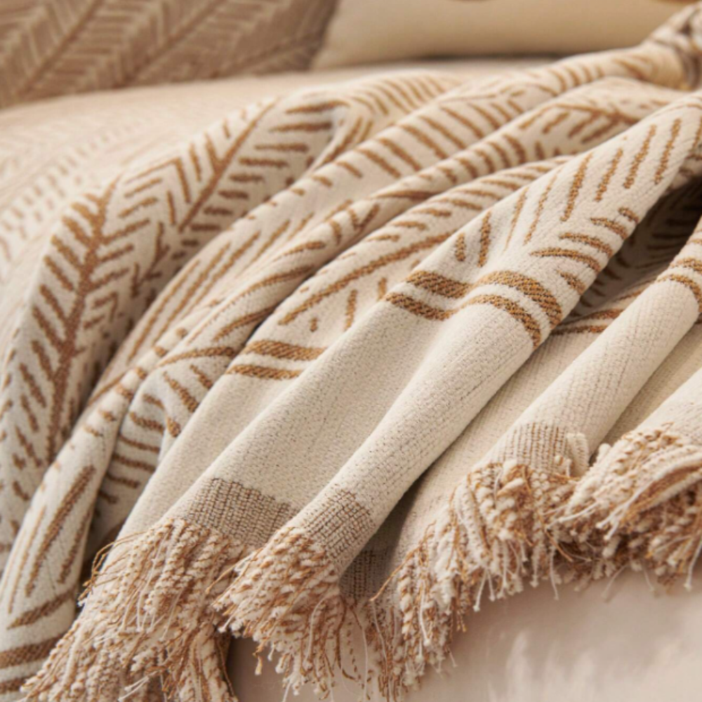 Leaf Pattern Chenille Sofa Cover