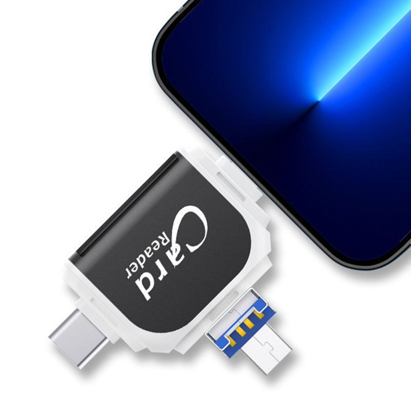 4-in-1 Universal SD TF Card Reader with Lightning and USB Connectors
