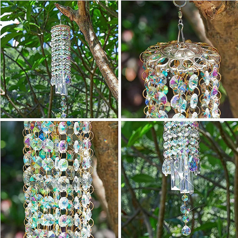 Aurora Crystal Glass Wind Chime with Colorful Beads