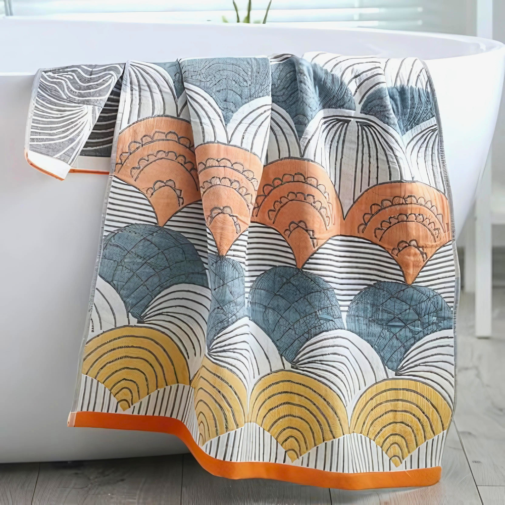 Jacquard Cotton Shell Print Bath Towel