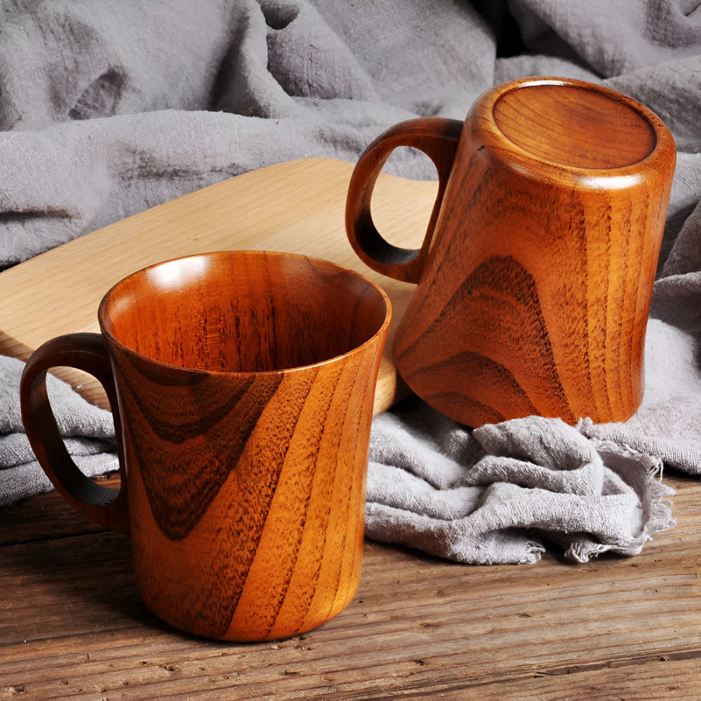 Rustic Handcrafted Japanese Wooden Mug for Hot and Cold Drinks