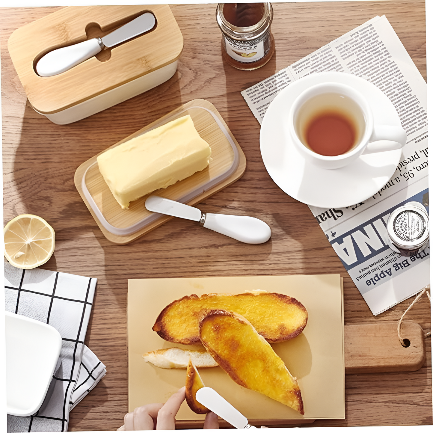 Sleek Ceramic Butter Cutter Container