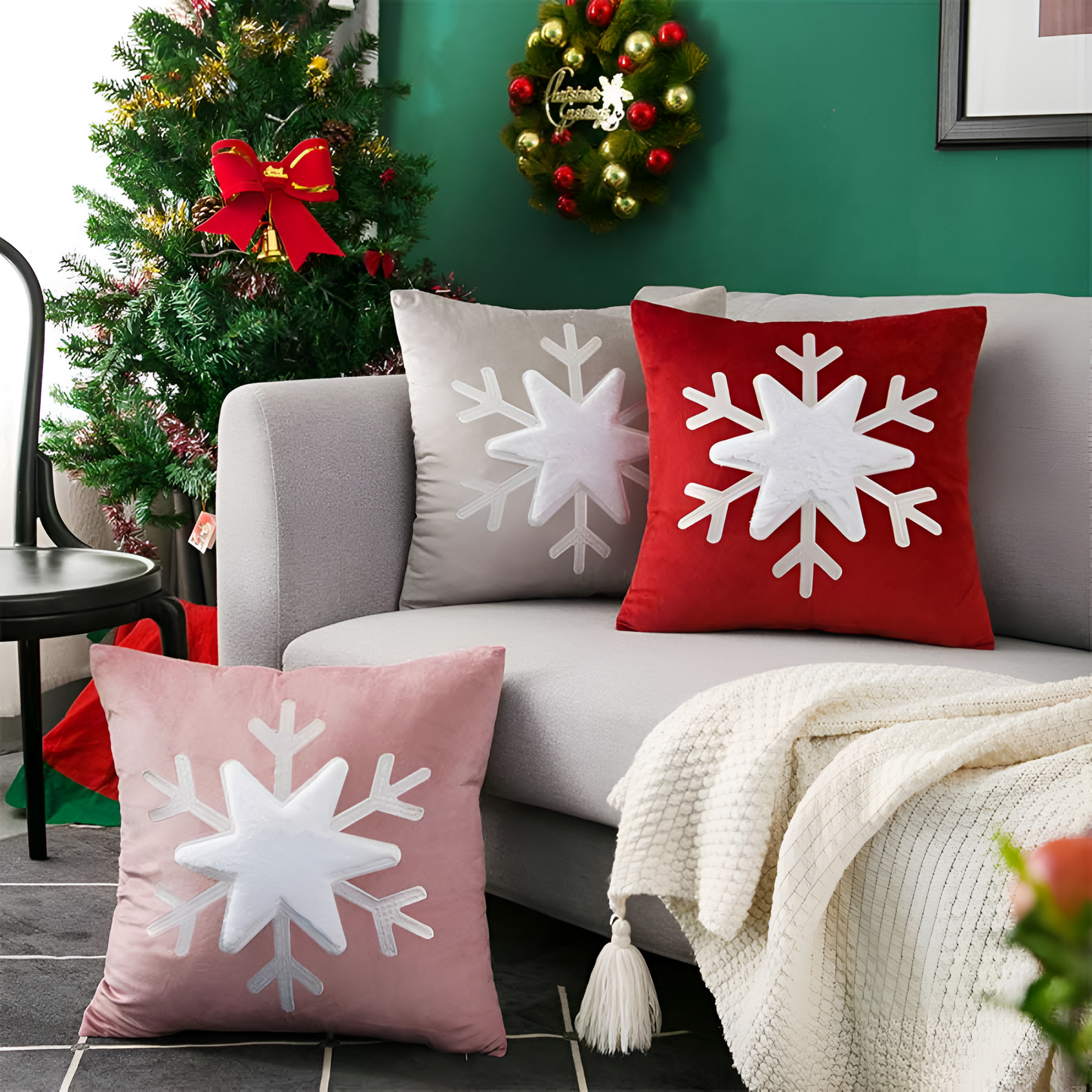 Snowflake Design Winter Pillowcase