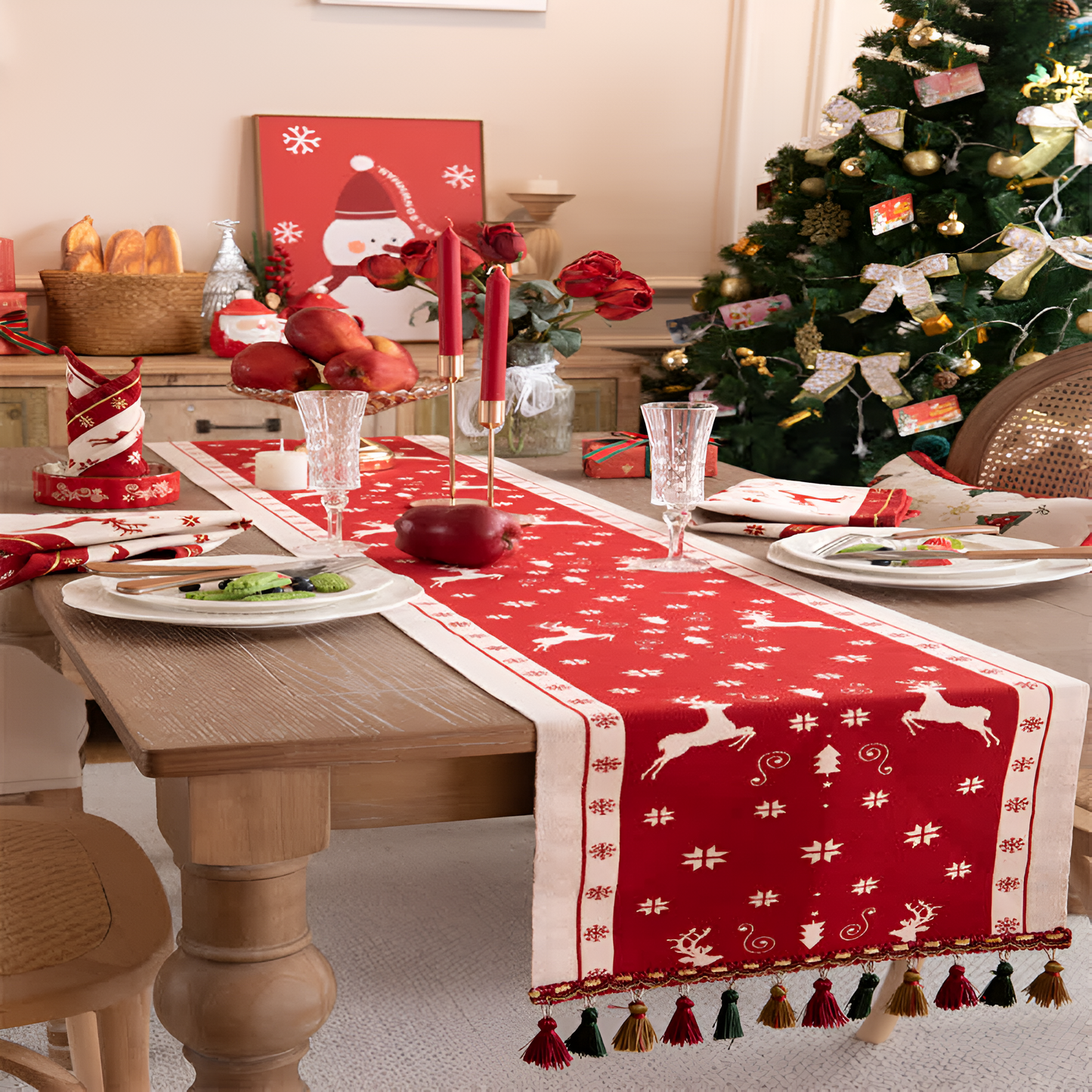 Luxe Tasseled Table Runner for Festive Dining