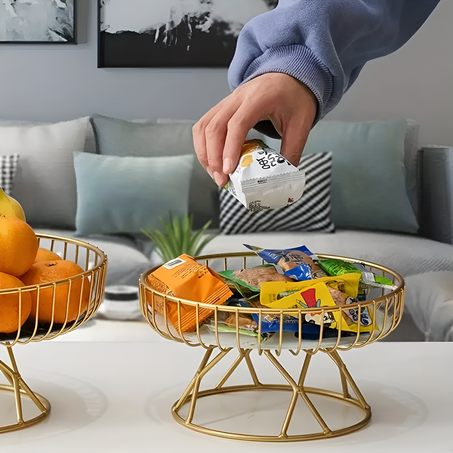 Luxury Handmade Marble Serving Tray with Gold Handles