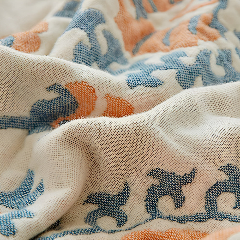 Reversible Rustic Floral Cotton Blanket