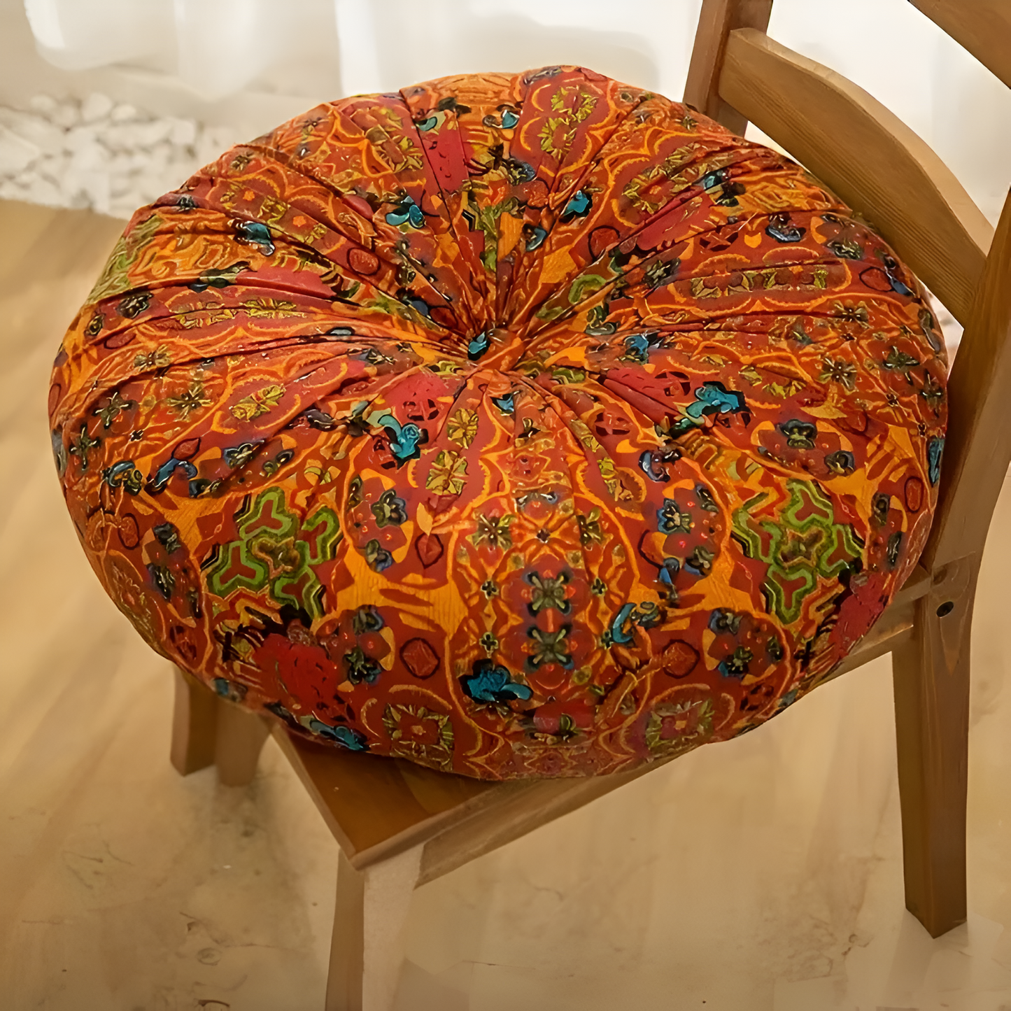 Bohemian Embroidered Round Floor Cushion