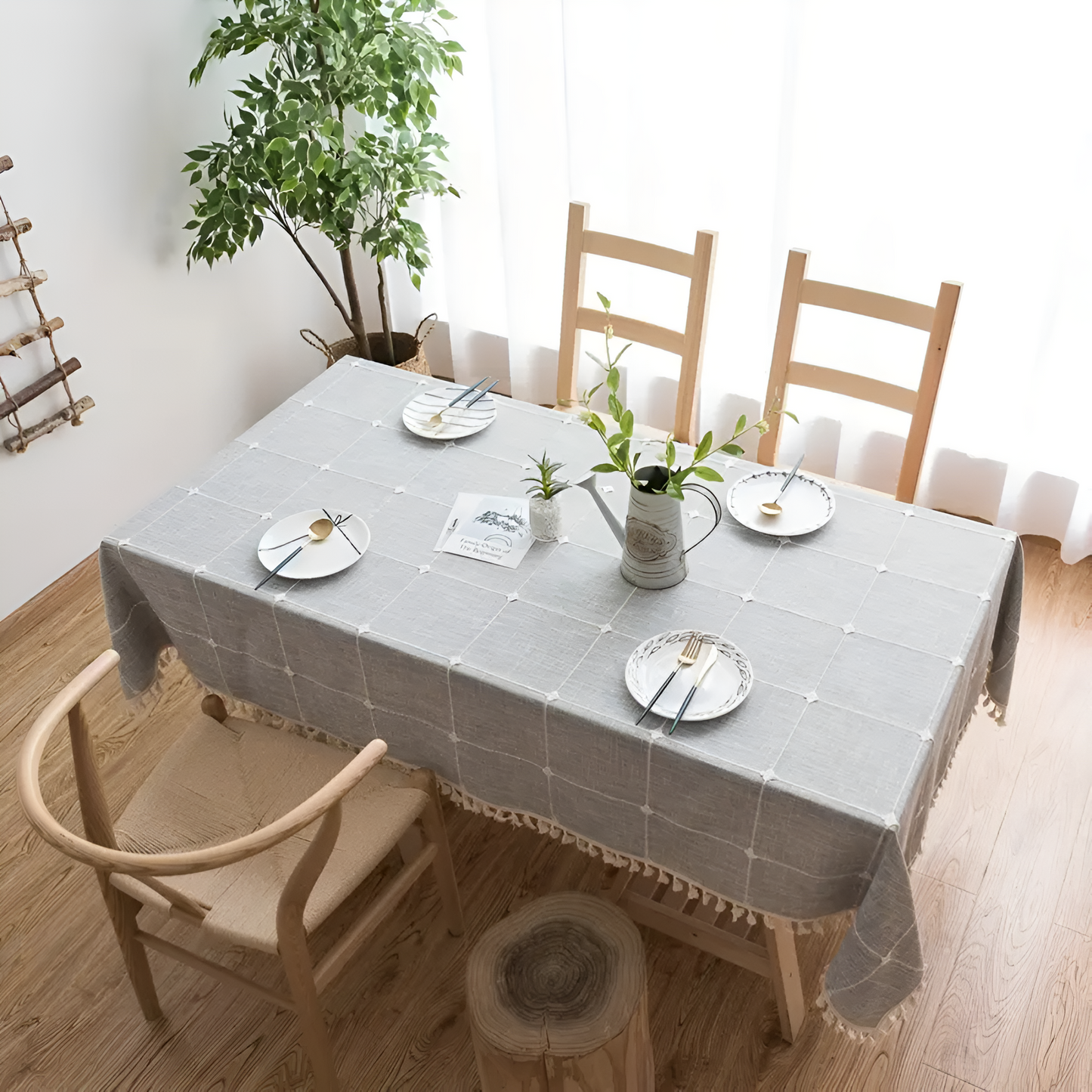 Cotton Linen Pastoral Plaid Tablecloth