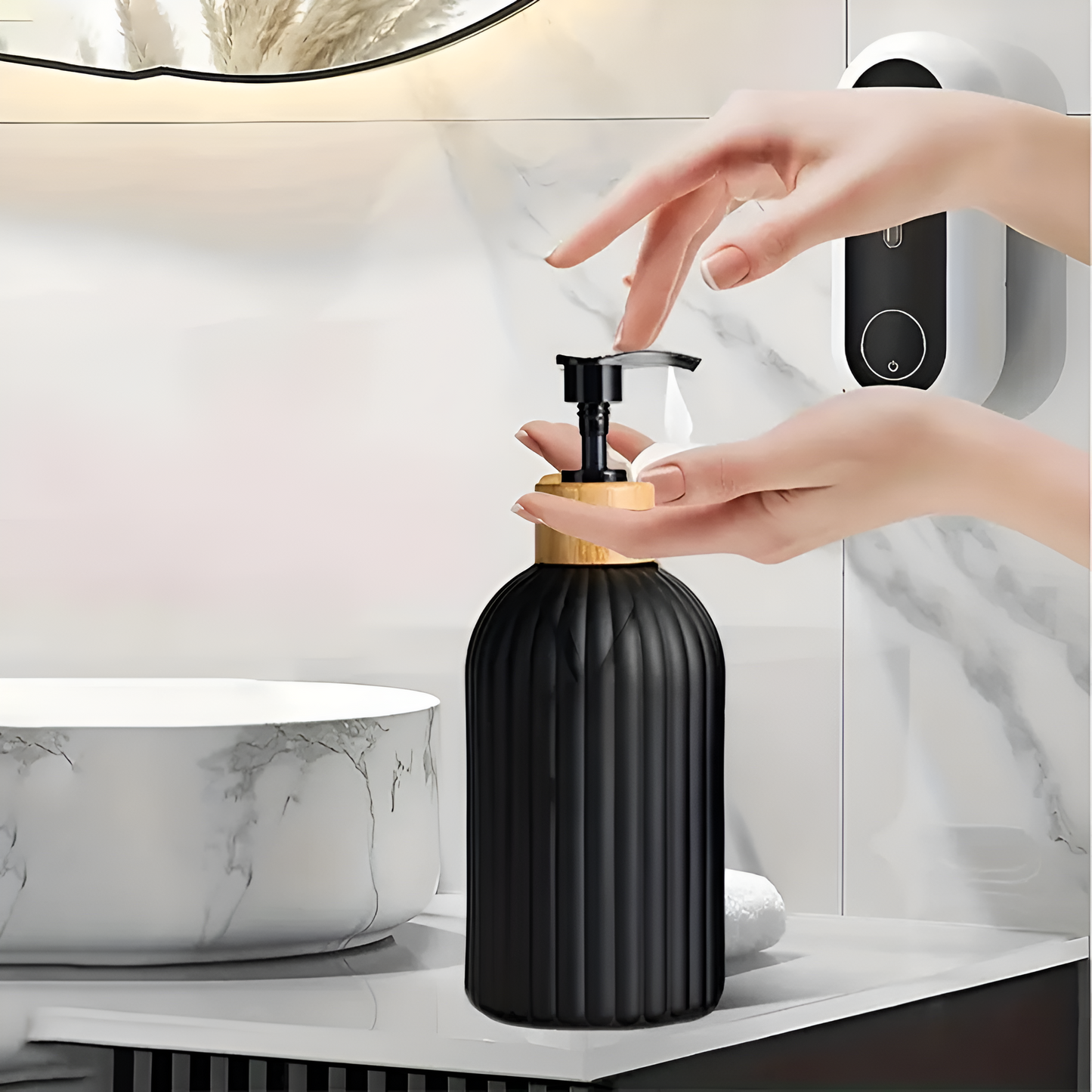 Minimalist Black Bamboo Pump Soap Dispenser