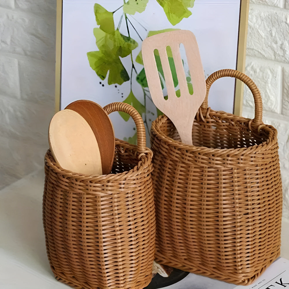 Woven Rattan-Look Storage Basket