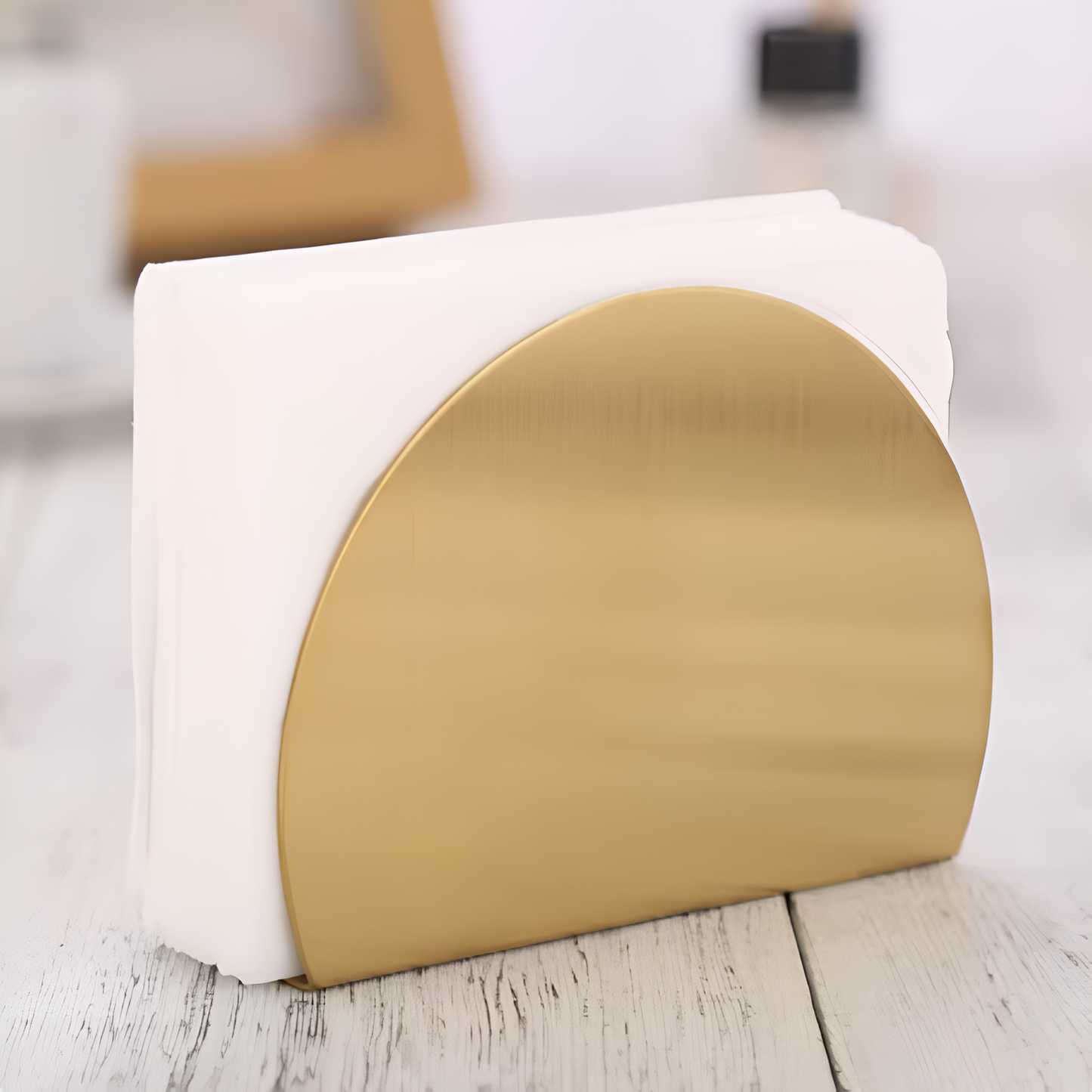 Gold Brass Metallic Napkin Holder with Stable Triangular Design