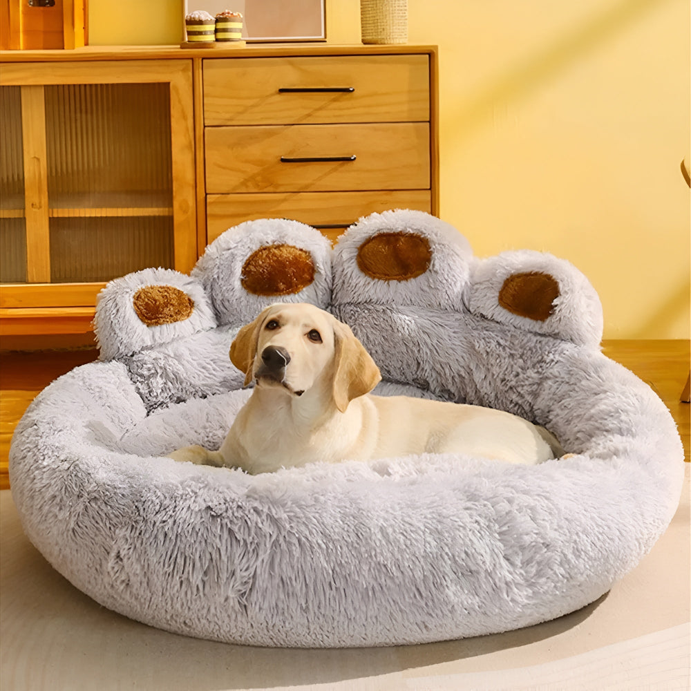 Paw-Shaped Plush Pet Bed for Dogs