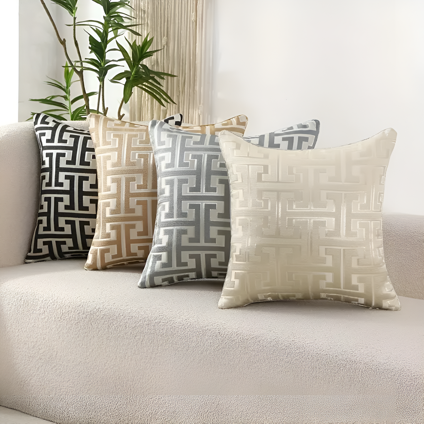Geometric Jacquard Chenille Velvet Cushion Cover