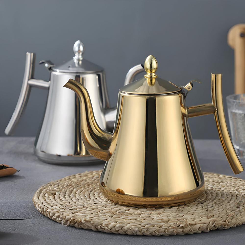 Stainless Steel Kettle with Built-in Filter for Tea and Coffee