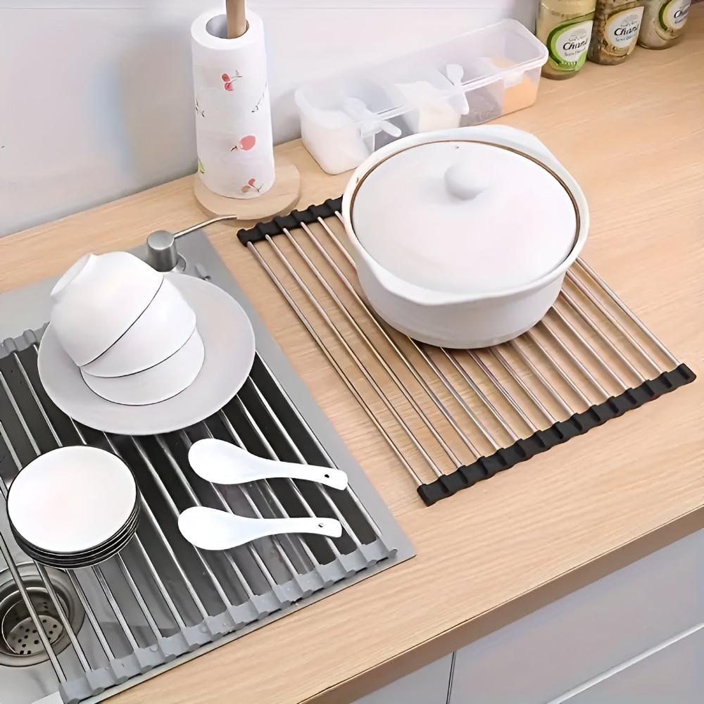 Stainless Steel Roll-Up Dish Drying Rack