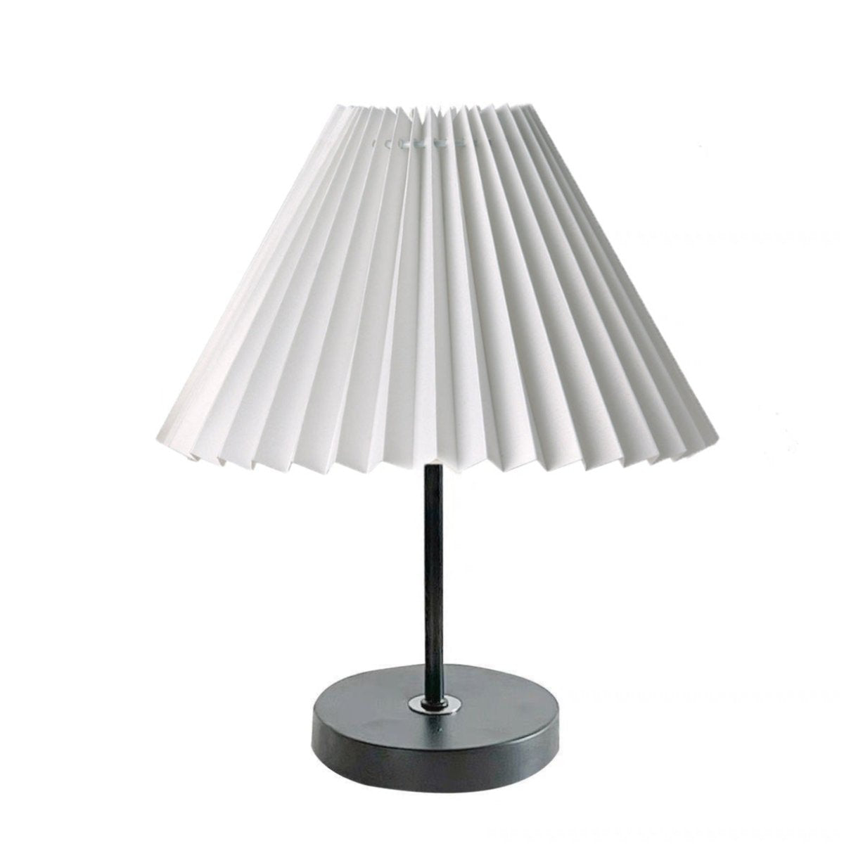 Dimmable Pleated Fabric Table Lamp with Iron Base