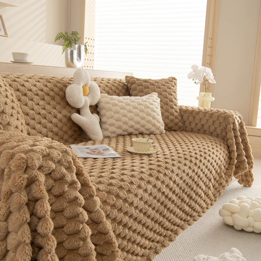 Tufted Rabbit Faux Microfiber Sofa Cover