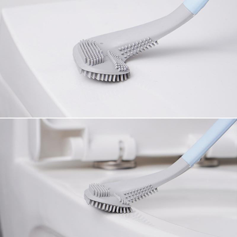 Flexible Silicone Golf Toilet Brush with Long Handle and Wall Mount