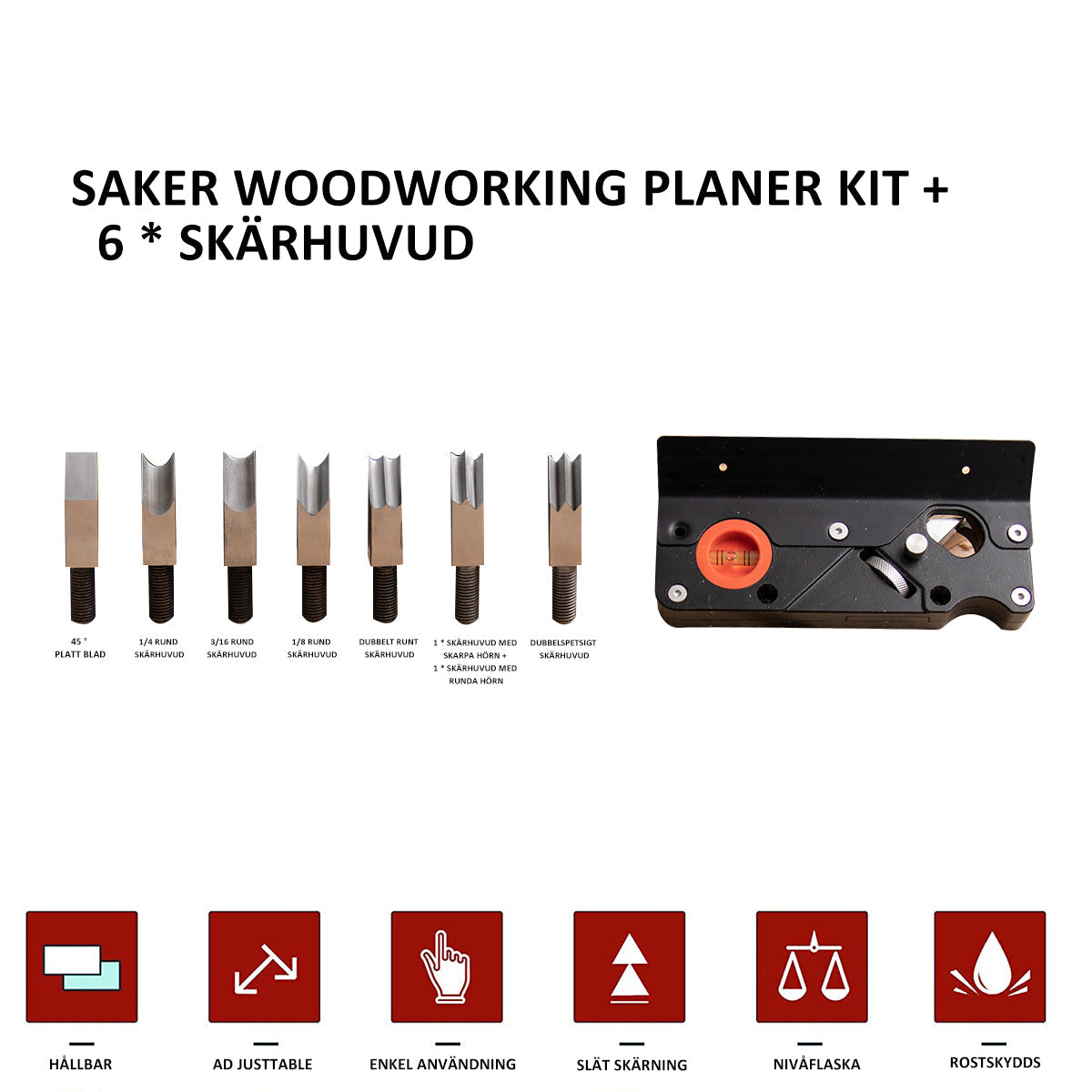 Adjustable Wood Planer Set with Carbon Steel Blades