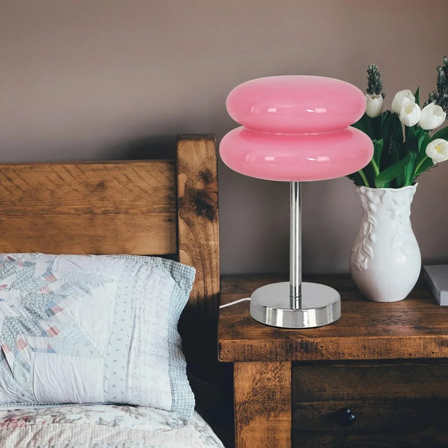 Dimmable Wireless LED Table Lamp with Glass Shade