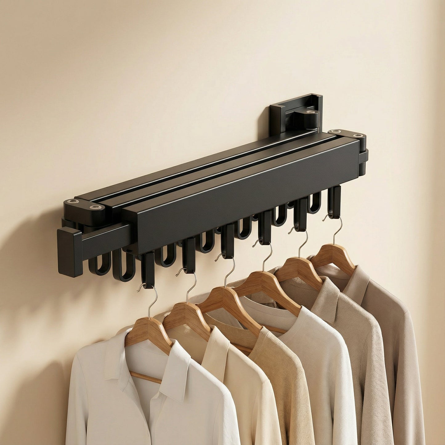 Foldable Wall-Mounted Clothes Hanger with Sturdy Stainless Steel Design